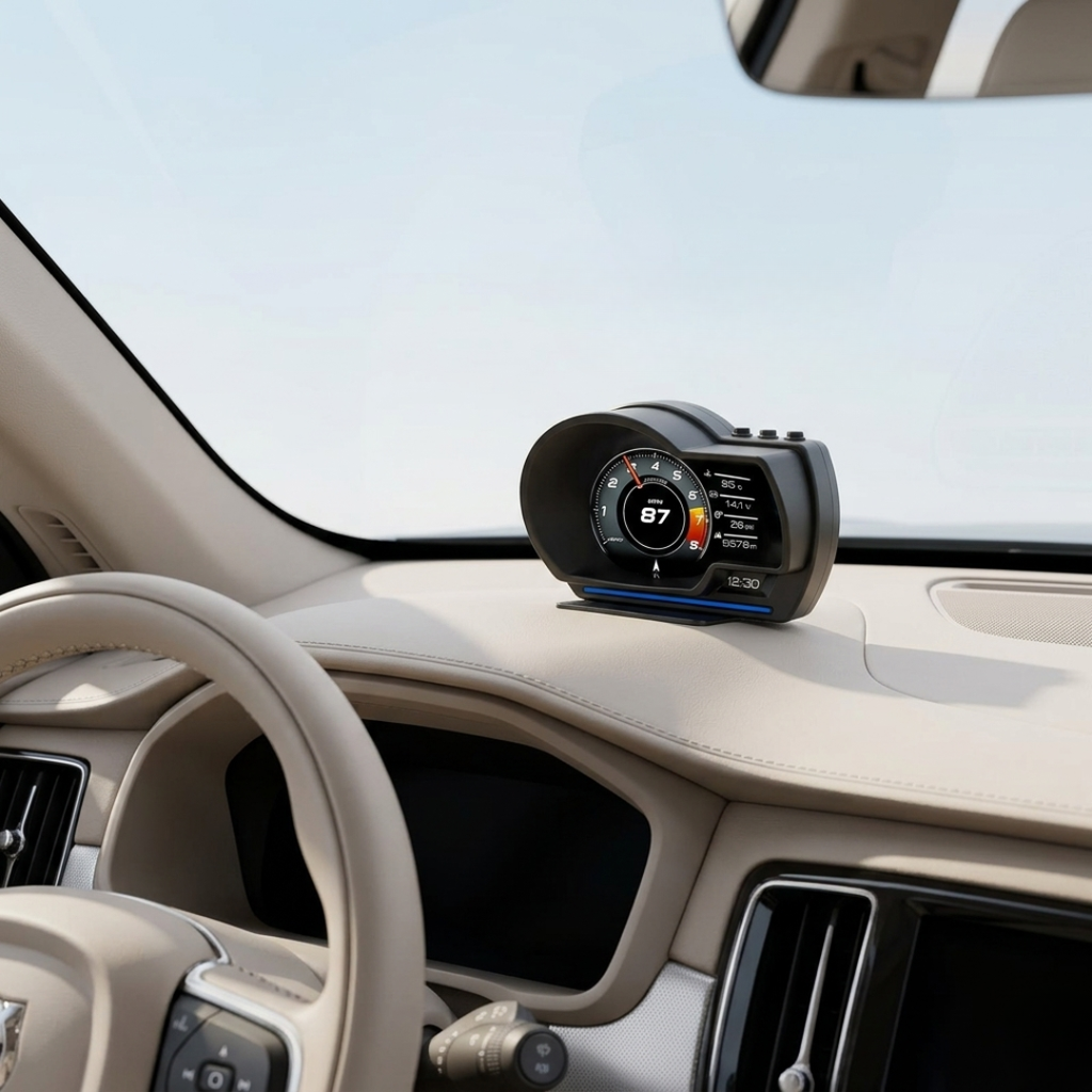 OBD2-bildskärm för bil med Head Up HD-hastighetsmätare och varning för varvtal