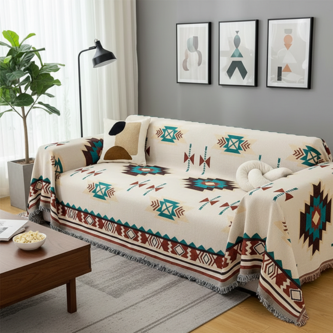 Boho Woven Cover for Couch to Refresh Your Living Room Space