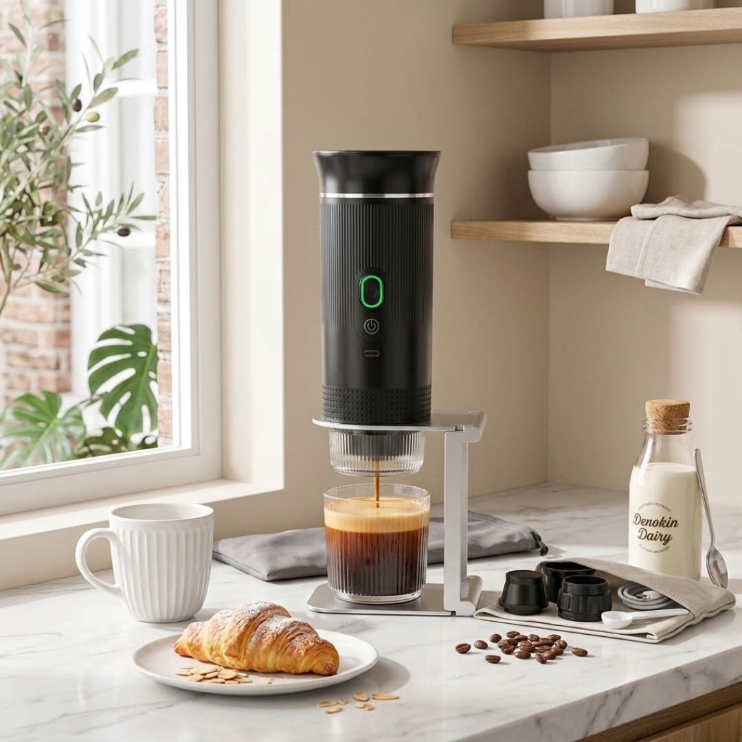Kompaktní přenosný kávovar na espresso se třemi funkcemi pro domácí použití i cestování