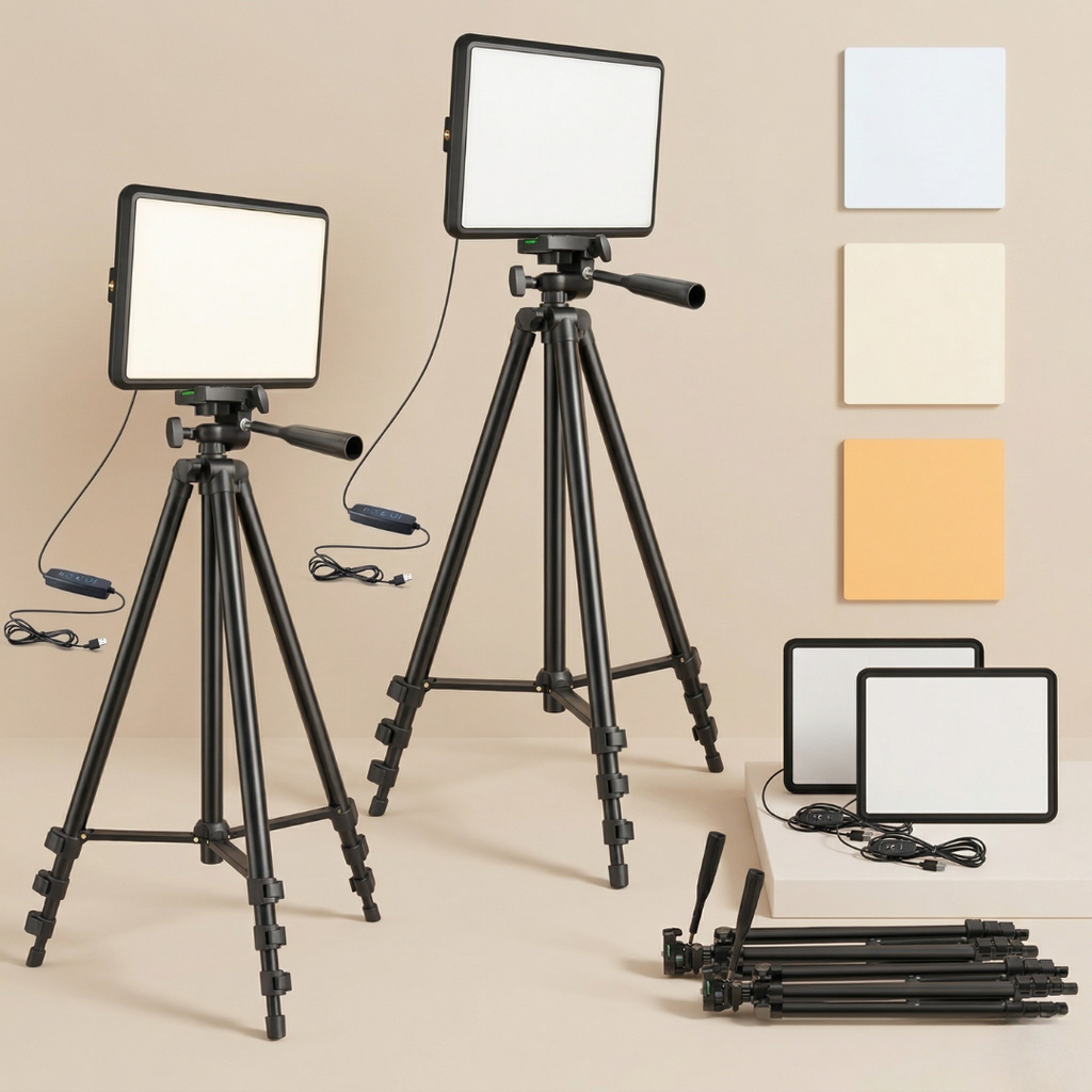 Fotografering og streaming med LED-video-lyssæt