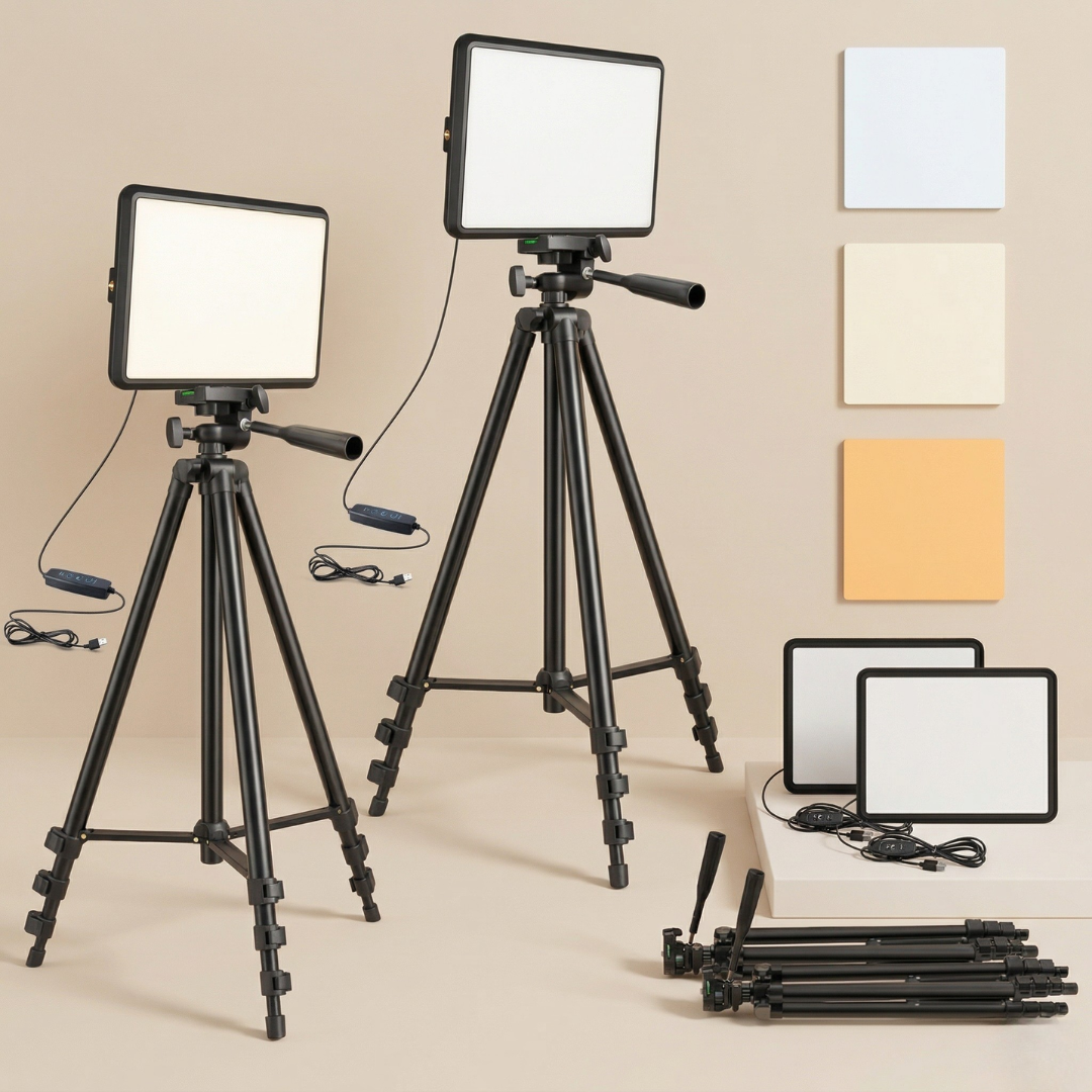 Fotografering og streaming med LED-video-lyssæt