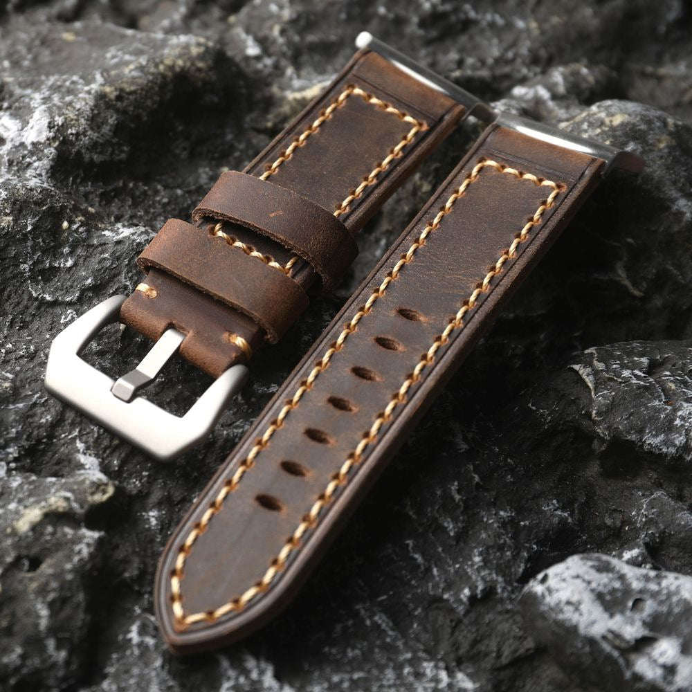 Håndlavet robust Samsung Watch Ultra-rem - Antik brun