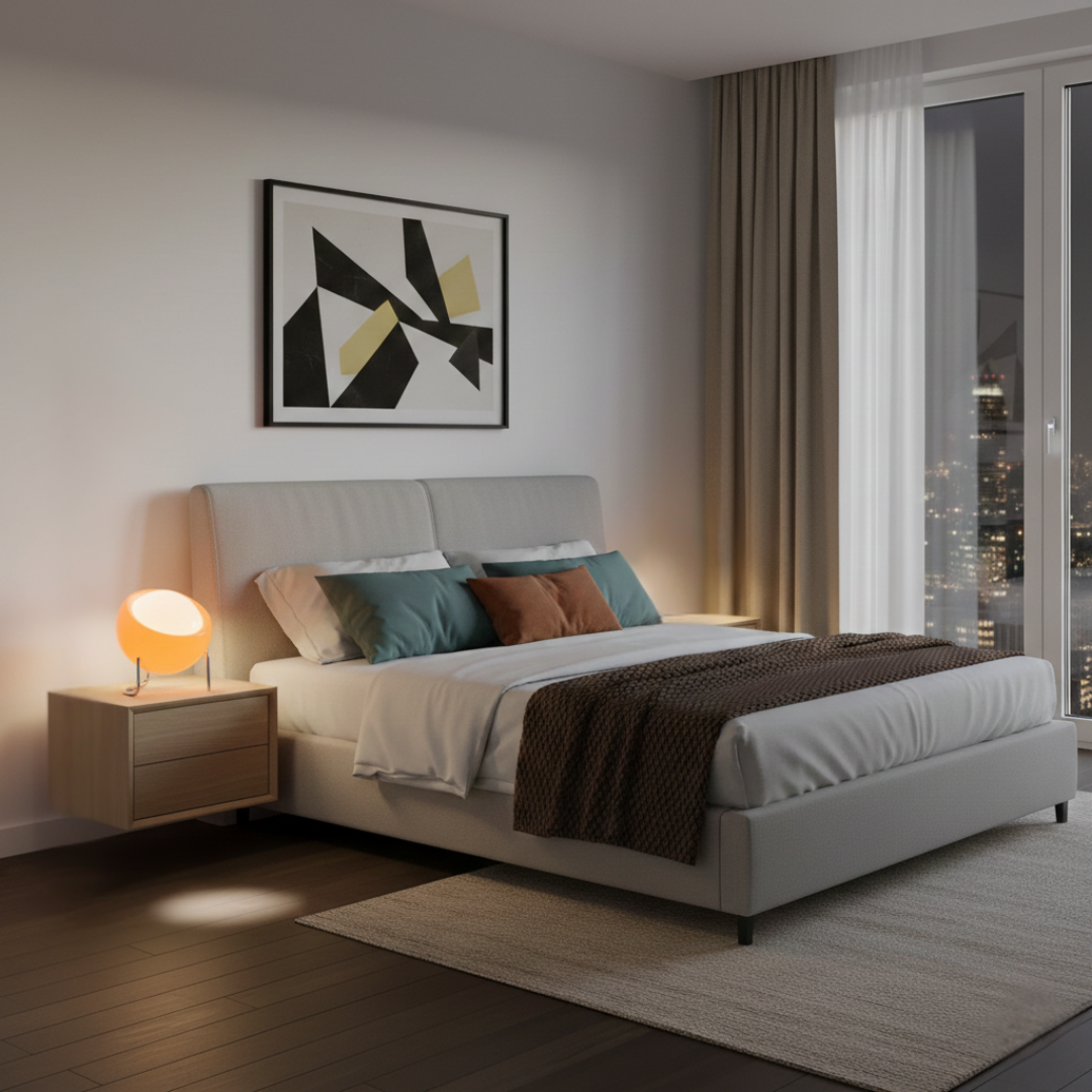 Stolní lampa s béžovým skleněným stínidlem pro elegantní domácí dekoraci do interiéru