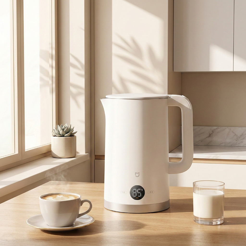 Robuster 1,7-L-Elektro-Wasserkocher im Edelstahl-Design