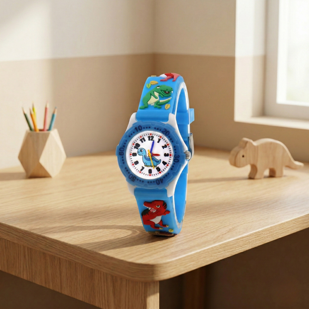 Dinosaur Themed Quartz Kids Wristwatch For Boys And Girls