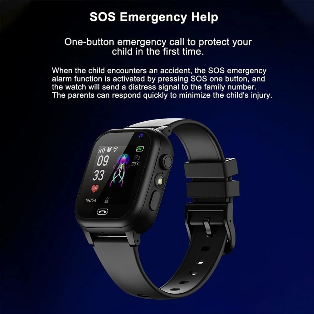 Kinder-GPS-Smartwatch mit Videoanruf, Kamera, Echtzeit-Standort und SOS-Alarm