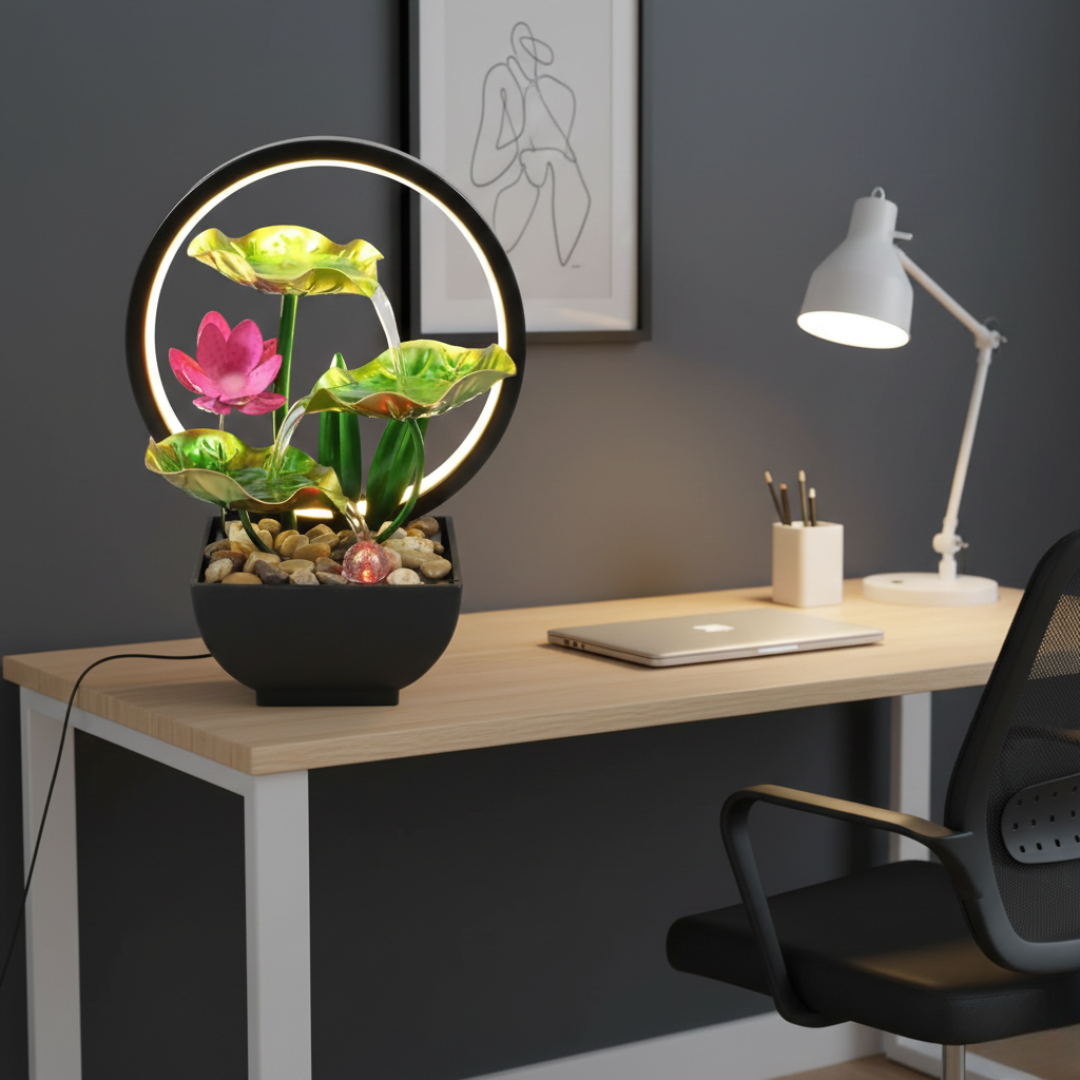 USB Powered LED Tabletop Fountain For Home Decor Ambient Light