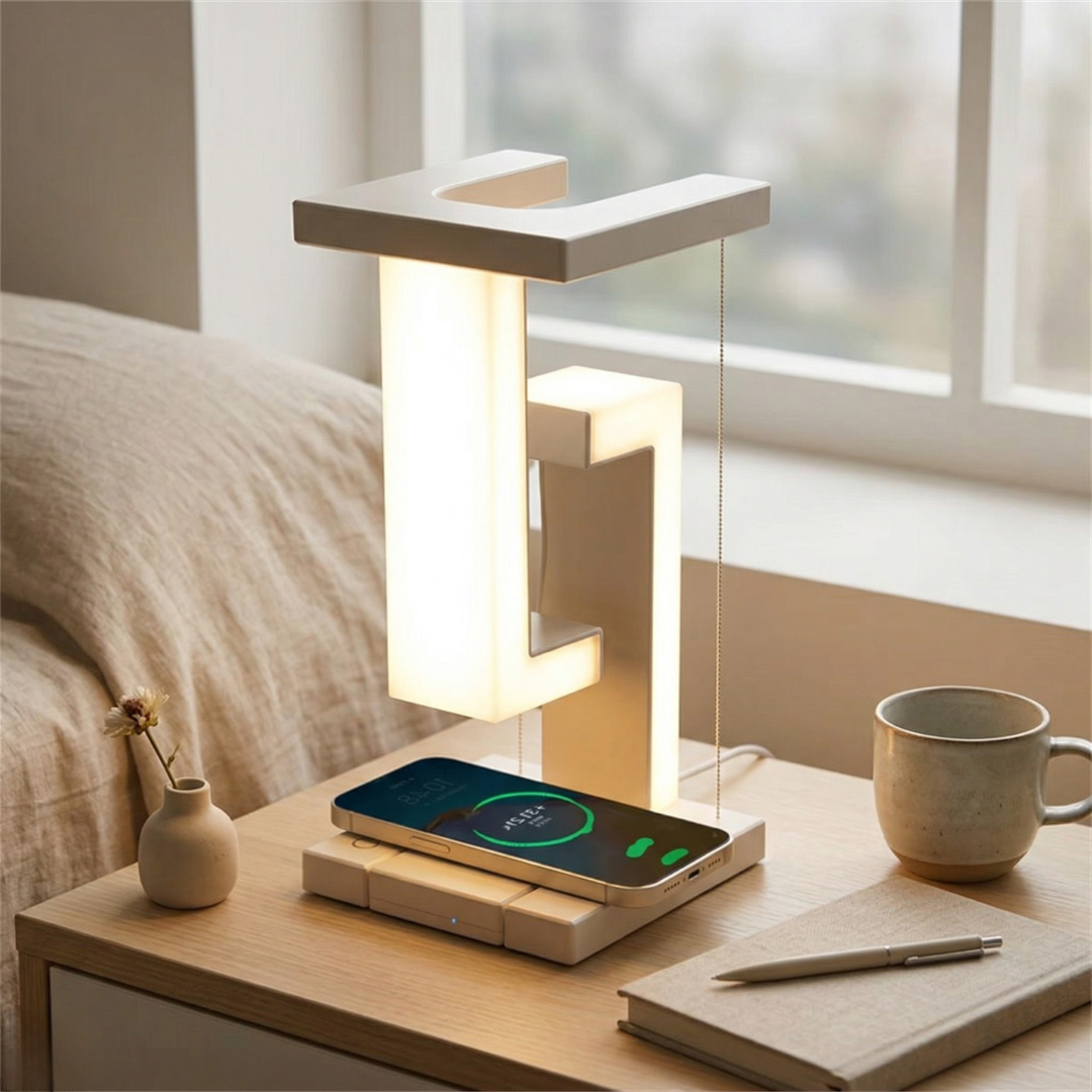 Levitating Desk Lamp With Wireless Charging For Modern Ambience