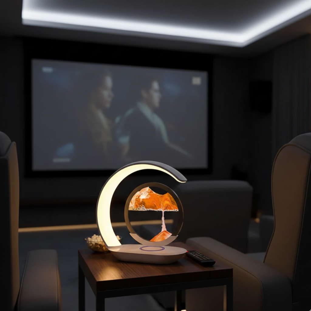 Sanduhr-LED-Tischlampe mit kabellosem Laden