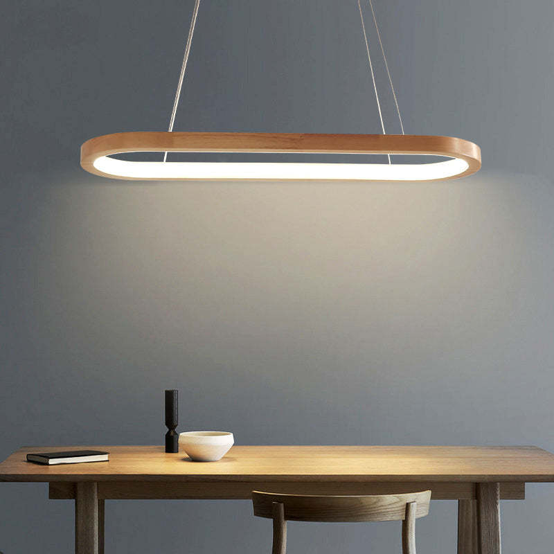 Lunara Modern Hanging Lamp in Metal and Wood by NovaHaus