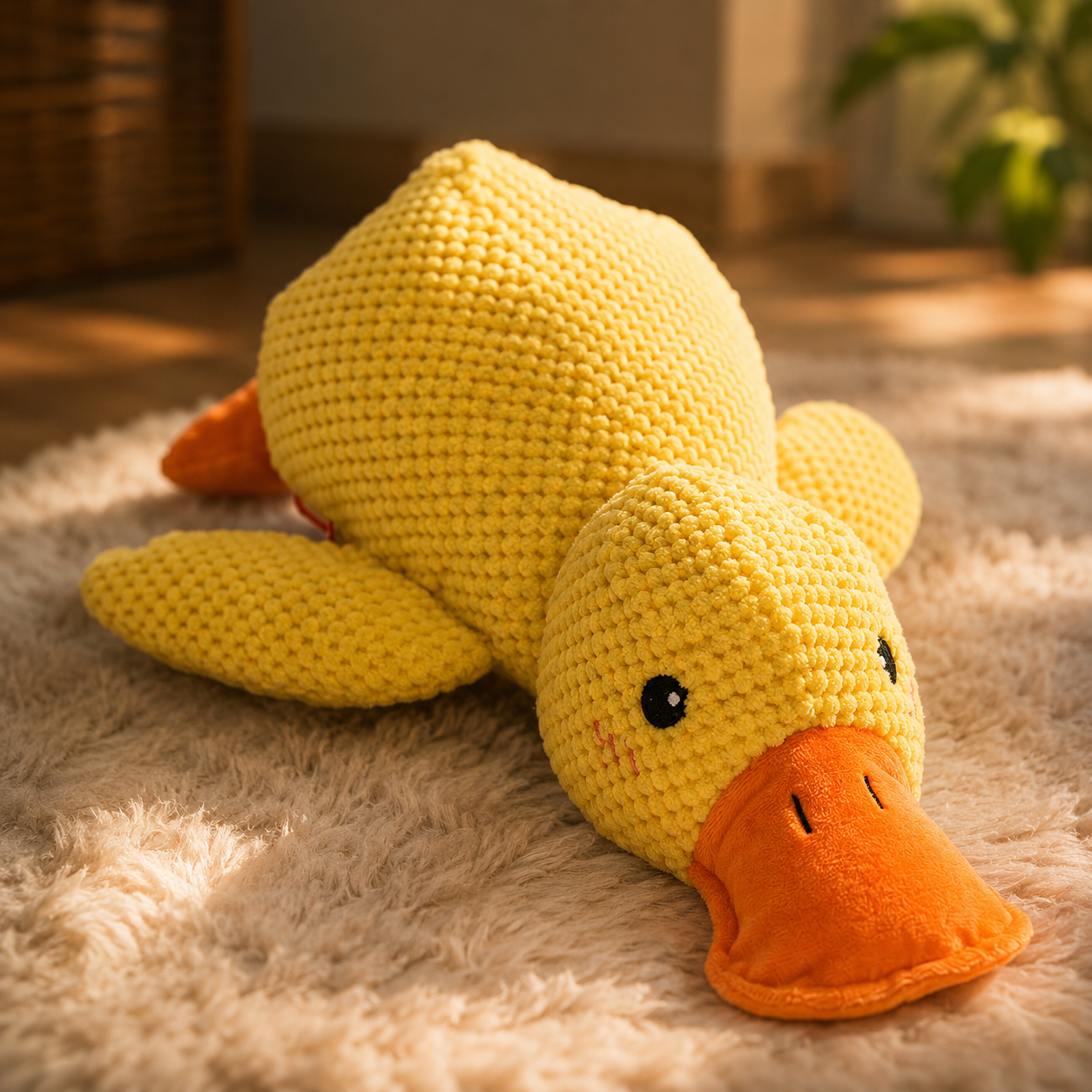 Durable Calming Duck Squeaky Plush Toy For Energetic Dogs