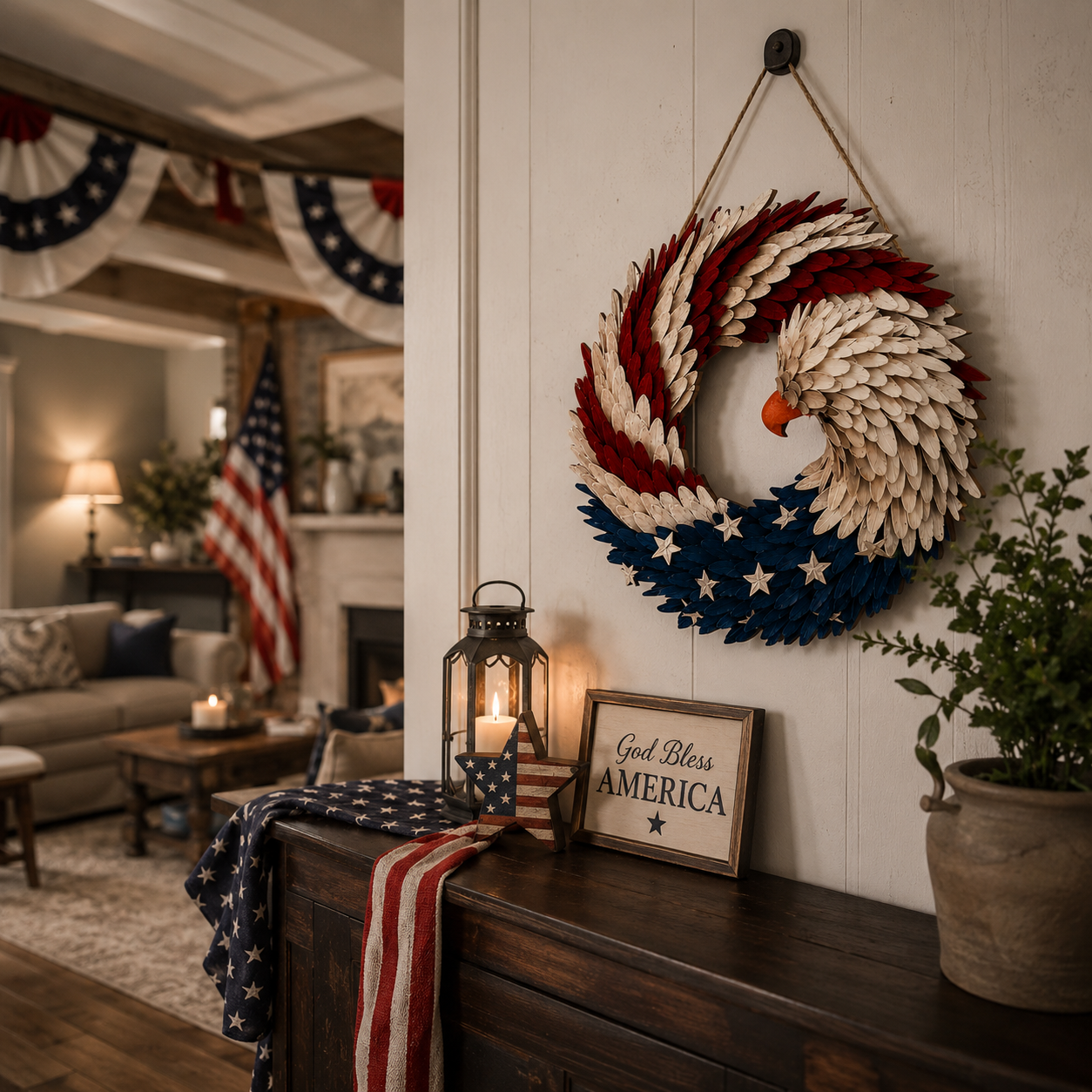 American Eagle patriotischer Kranz für festliche Wohnkultur