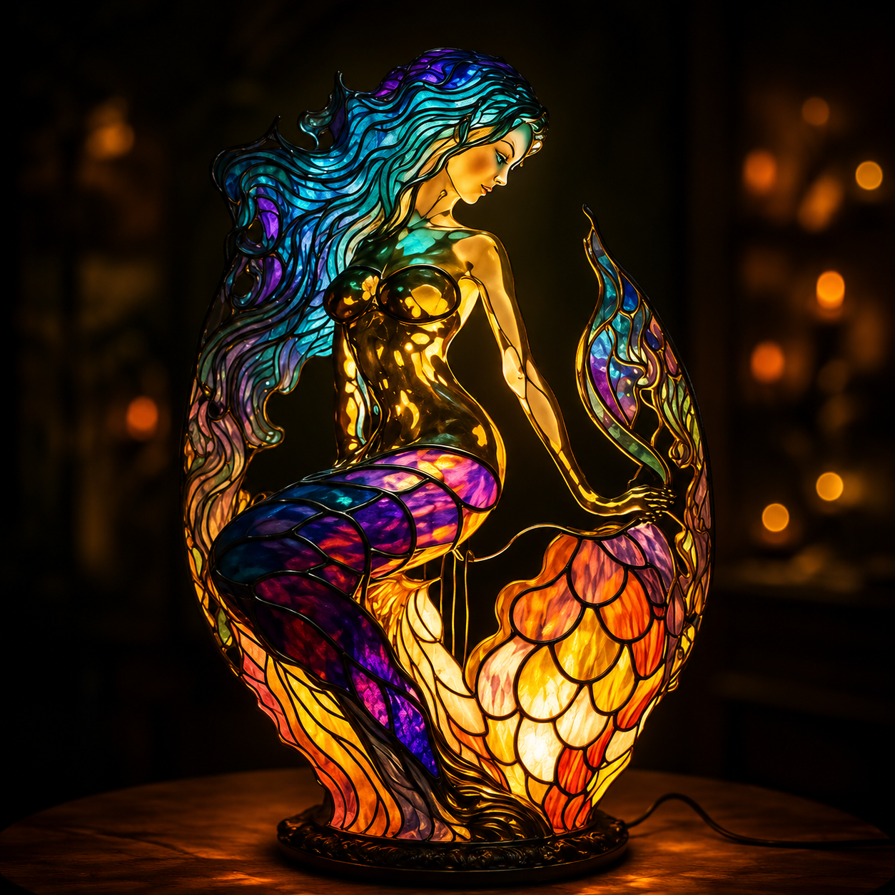 Table Lamp With Glass Inspired Animal Design For Warm Ambience