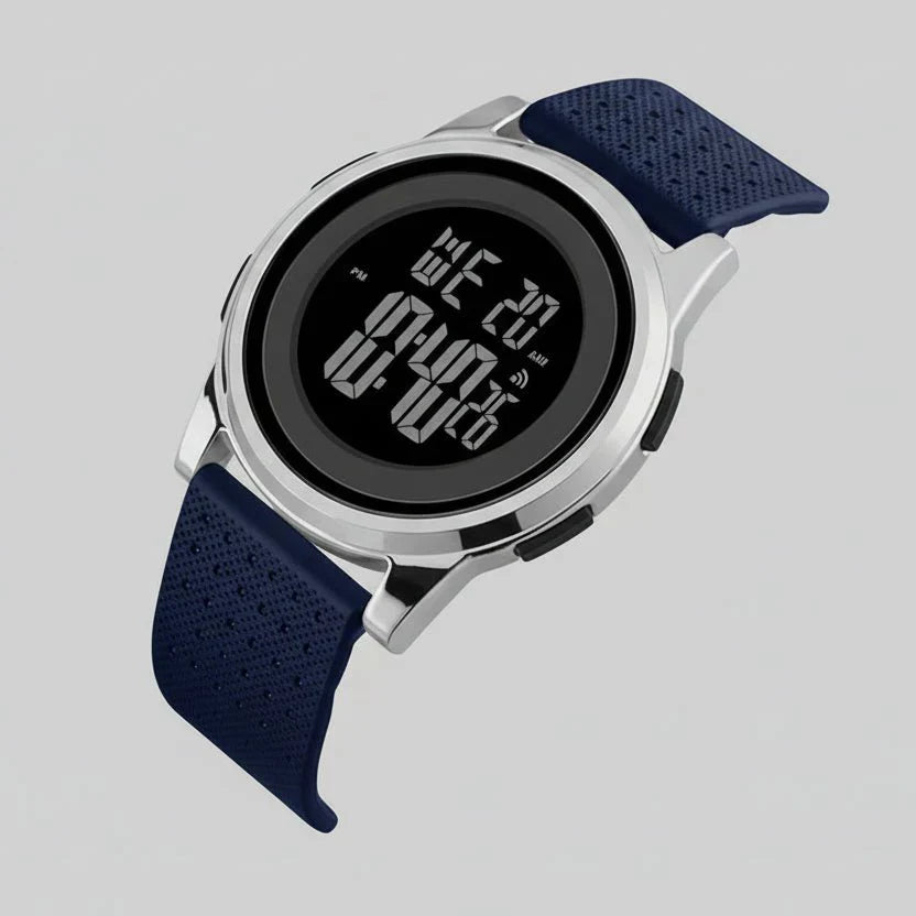 שעון דיגיטלי דק במיוחד SlimTime לגברים עם רצועת פלדת אל-חלד