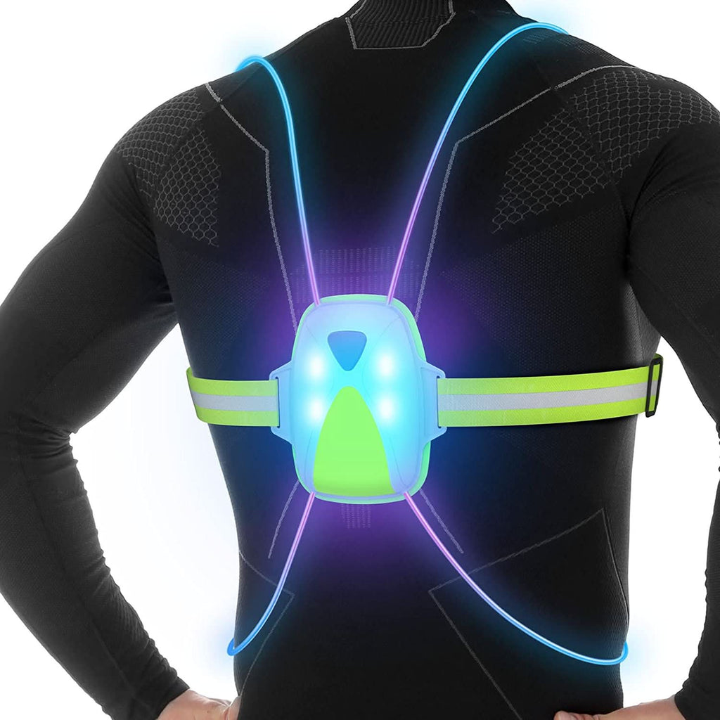 LumaSafe LED bezpečnostní vesta pro běžce, 6 barevných světelných režimů, nastavitelná viditelnost
