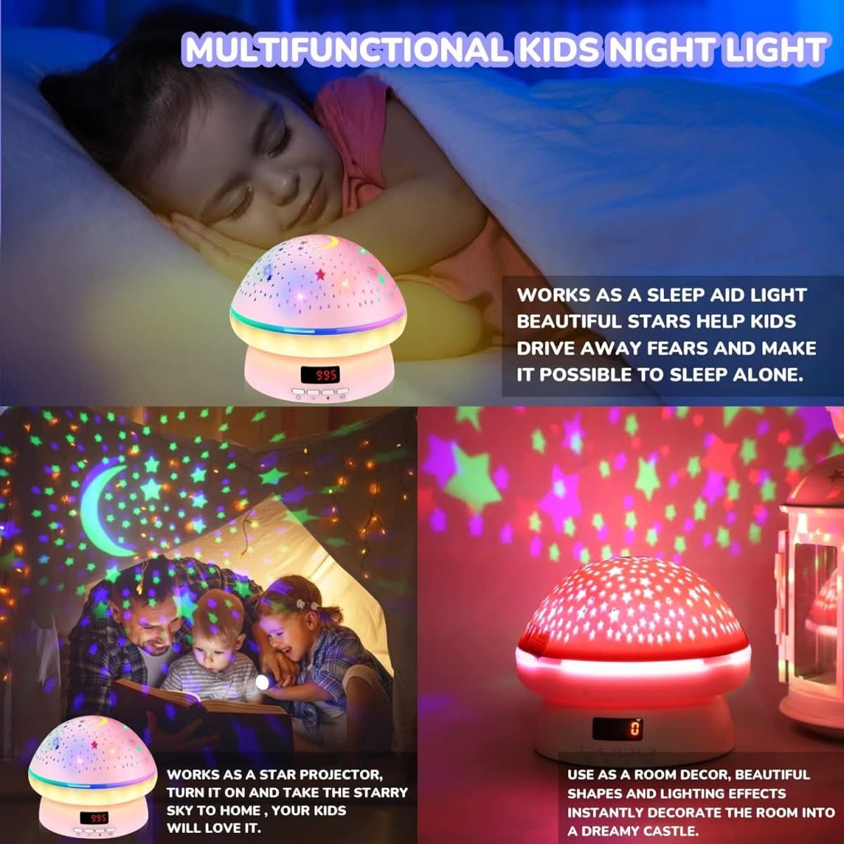 Projektor Gwiazd StellarGlow Magic dla Dzieci z 16 Kolorami i Timerem