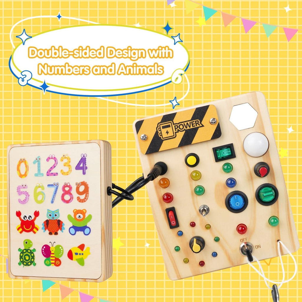 AuroraLearn Gioco Educativo Montessori con Lavagna per Bambini con LED e Interruttori