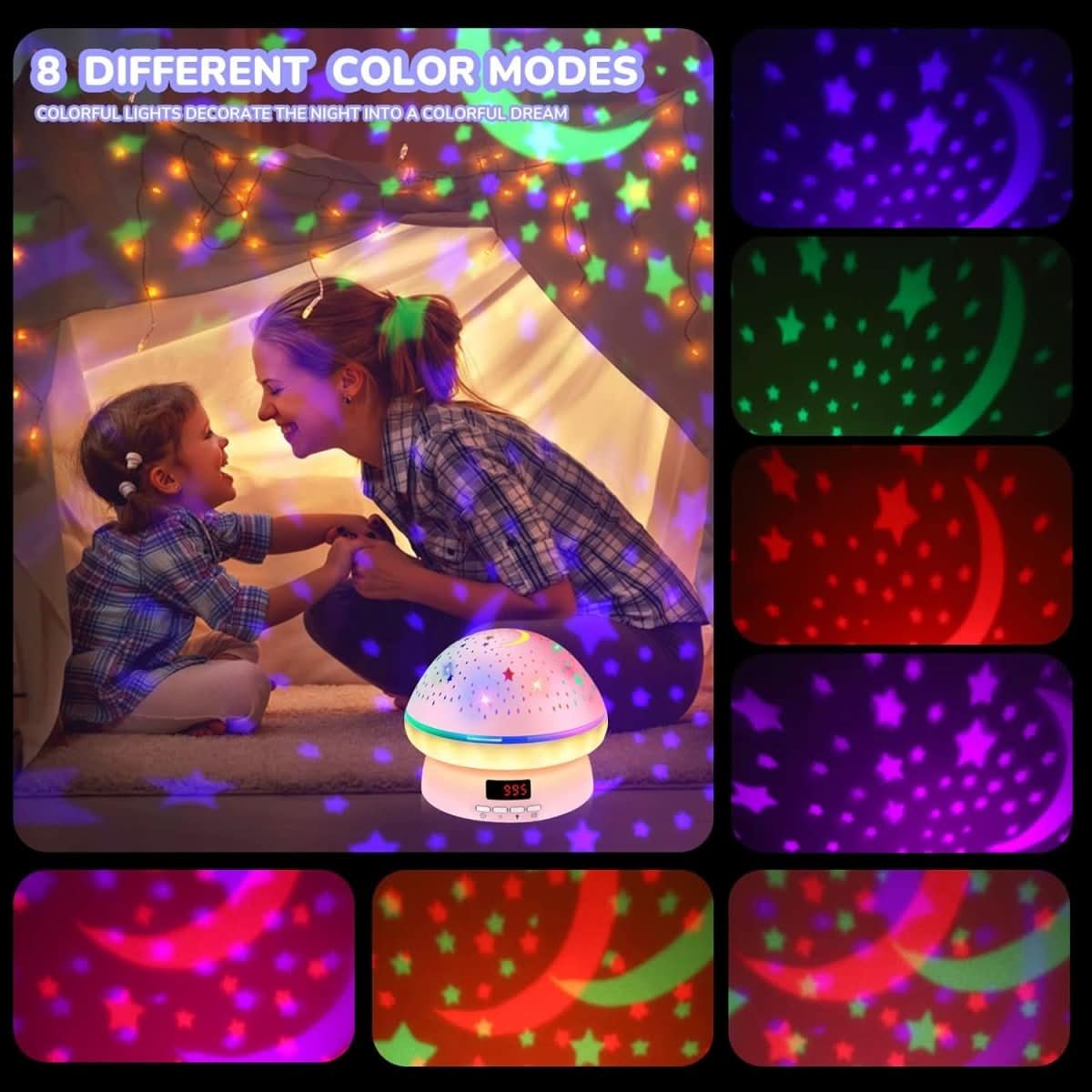 Projektor Gwiazd StellarGlow Magic dla Dzieci z 16 Kolorami i Timerem
