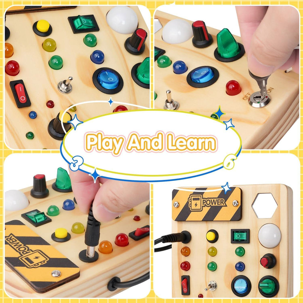 AuroraLearn Gioco Educativo Montessori con Lavagna per Bambini con LED e Interruttori