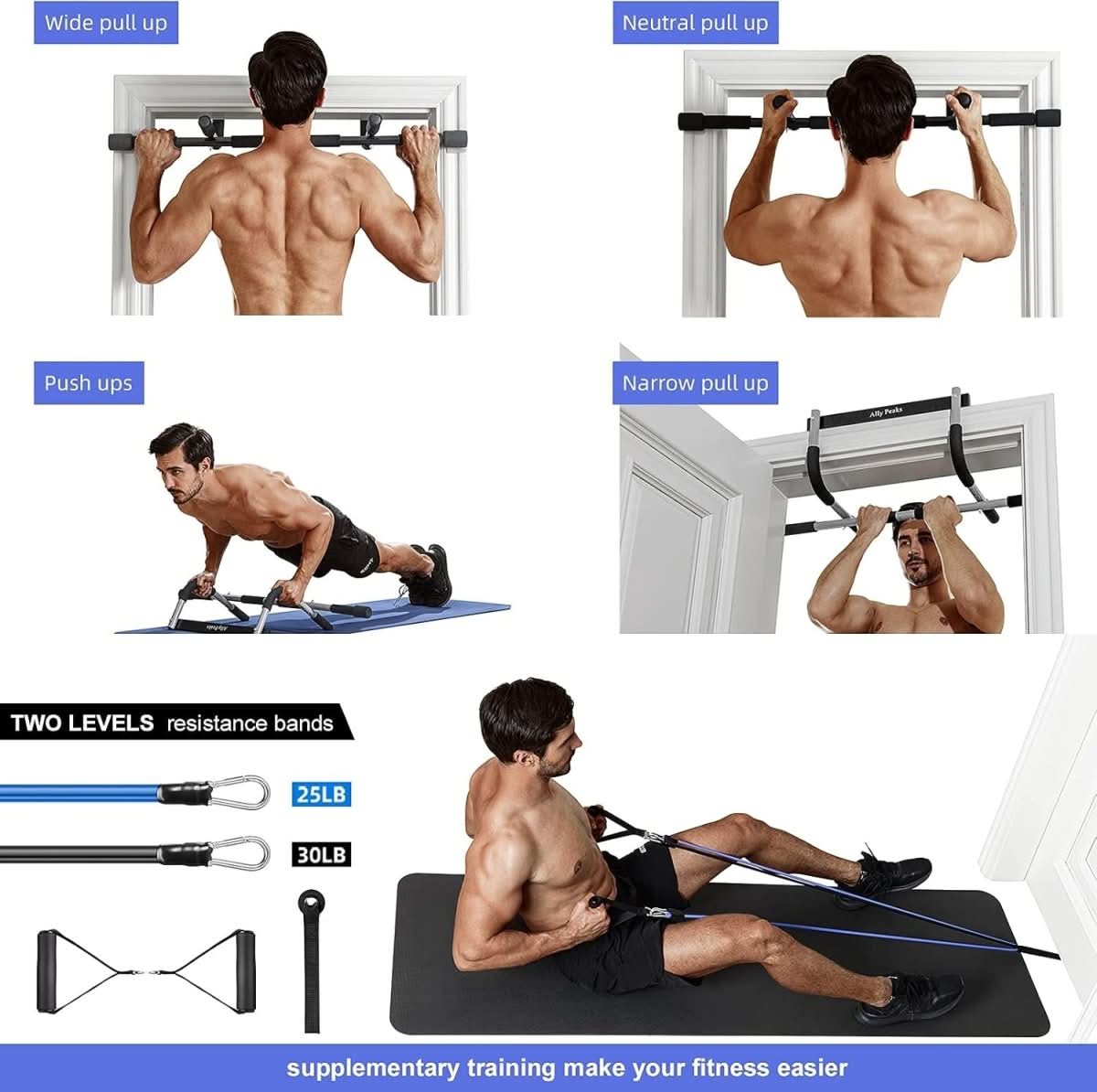 IronGrove Dørkarm Pull-Up Bar, Stål, 200 kg kapasitet, Hjemmegym