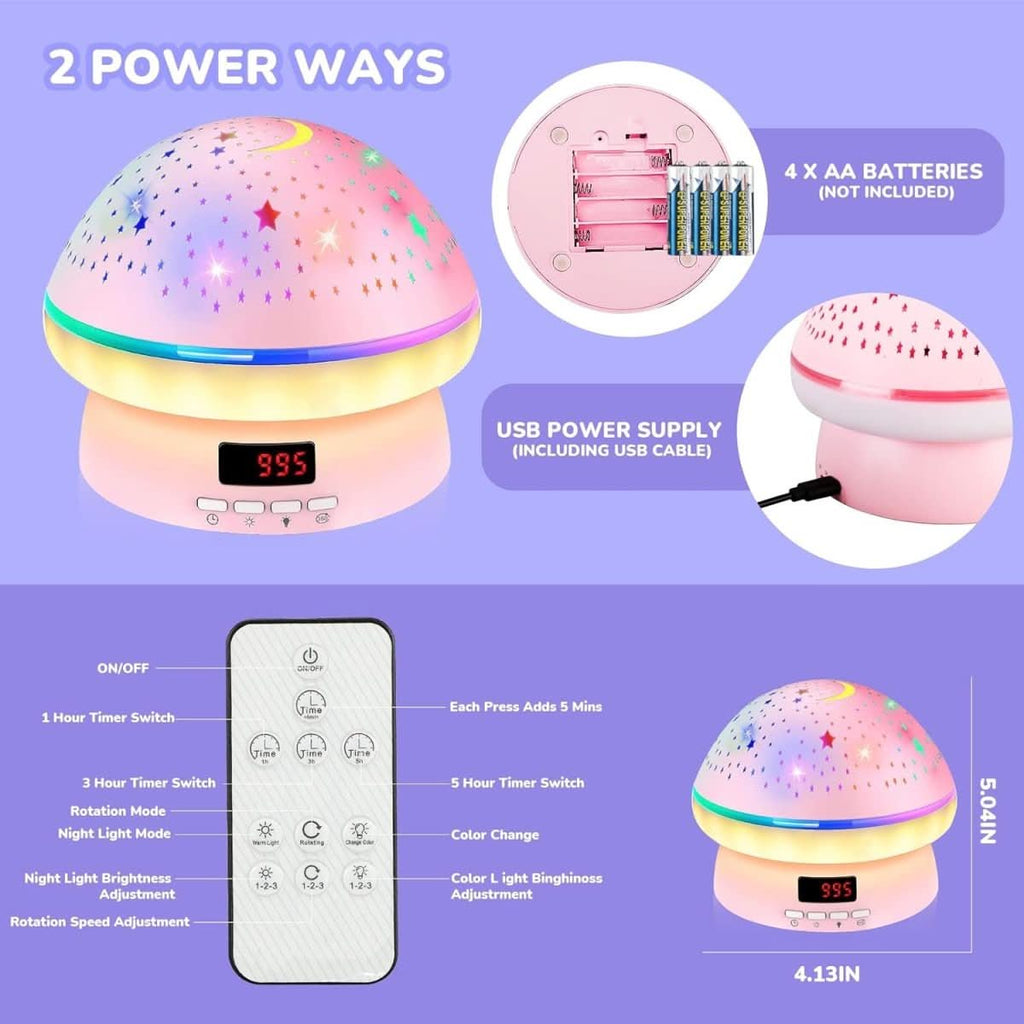 Projektor Gwiazd StellarGlow Magic dla Dzieci z 16 Kolorami i Timerem