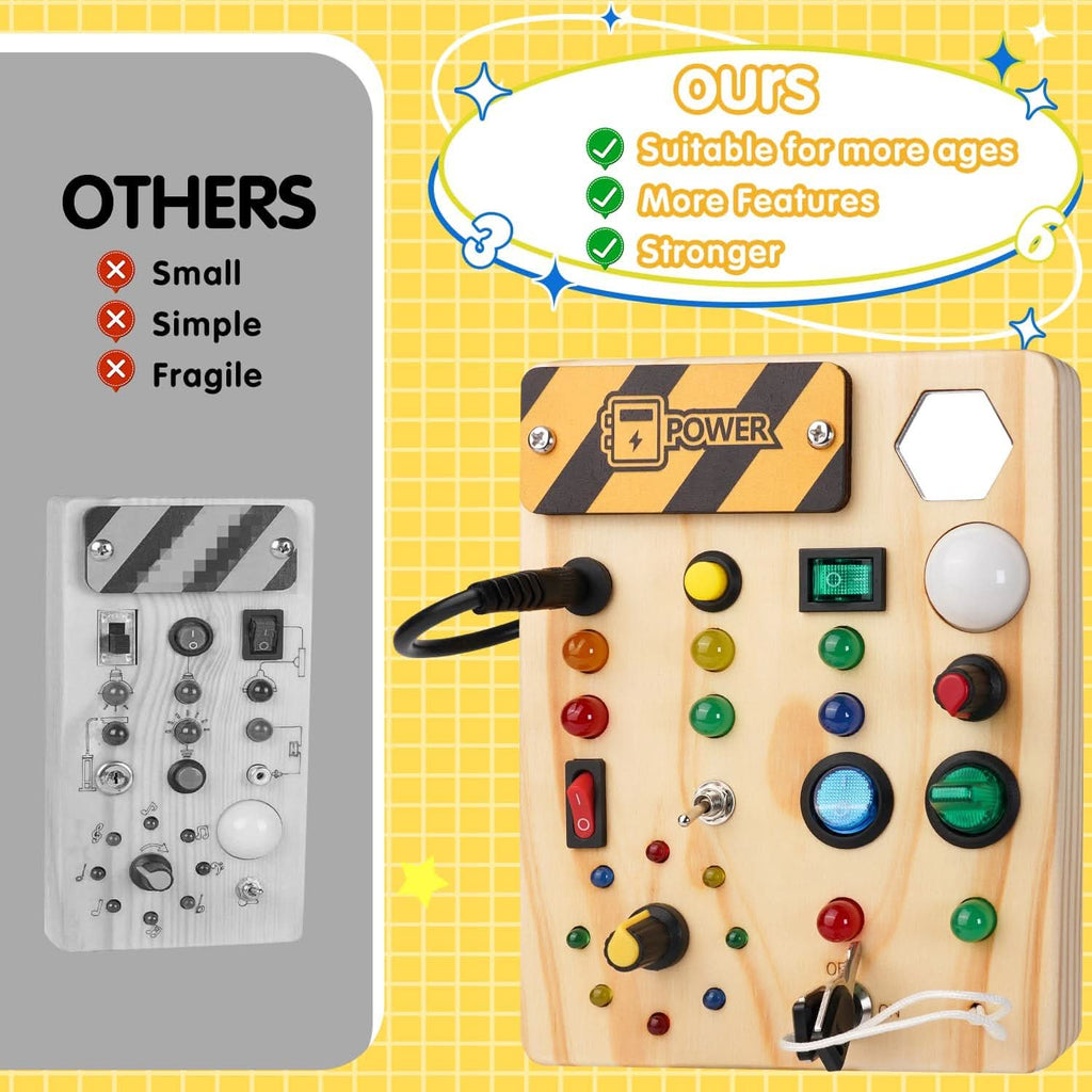 AuroraLearn Gioco Educativo Montessori con Lavagna per Bambini con LED e Interruttori
