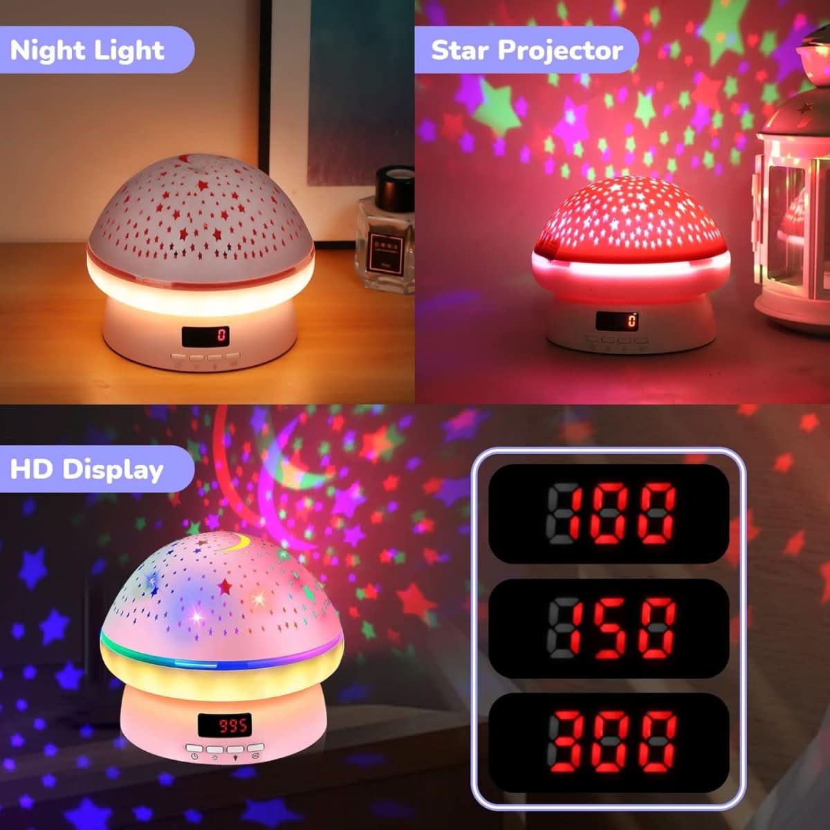 Projektor Gwiazd StellarGlow Magic dla Dzieci z 16 Kolorami i Timerem