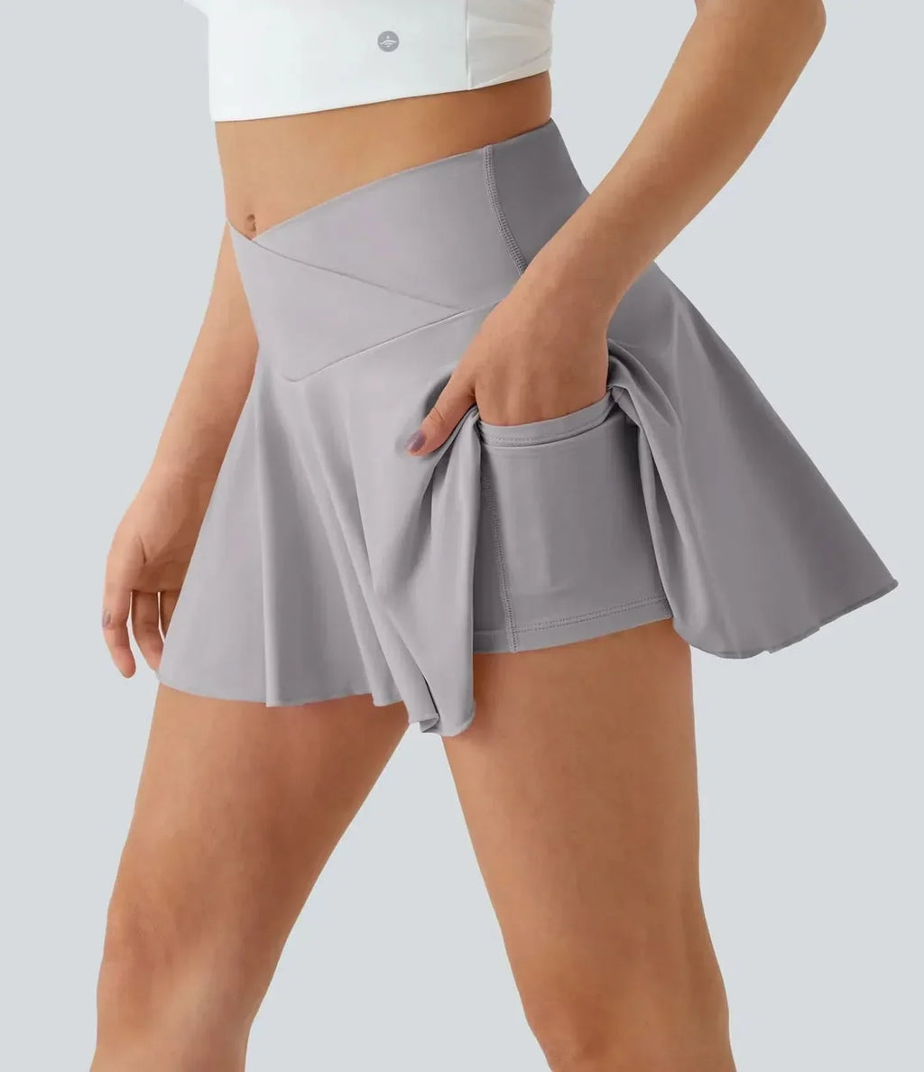AuraFlex luftiger Tennisrock mit integrierten Shorts UPF50Plus für Damen