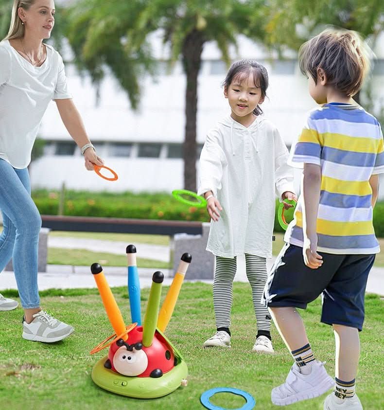 PulsePlay 3-in-1 Kinder-Aktivitätsset Springseil, Ringwurf, Pedal-Rakete für aktives Spielen