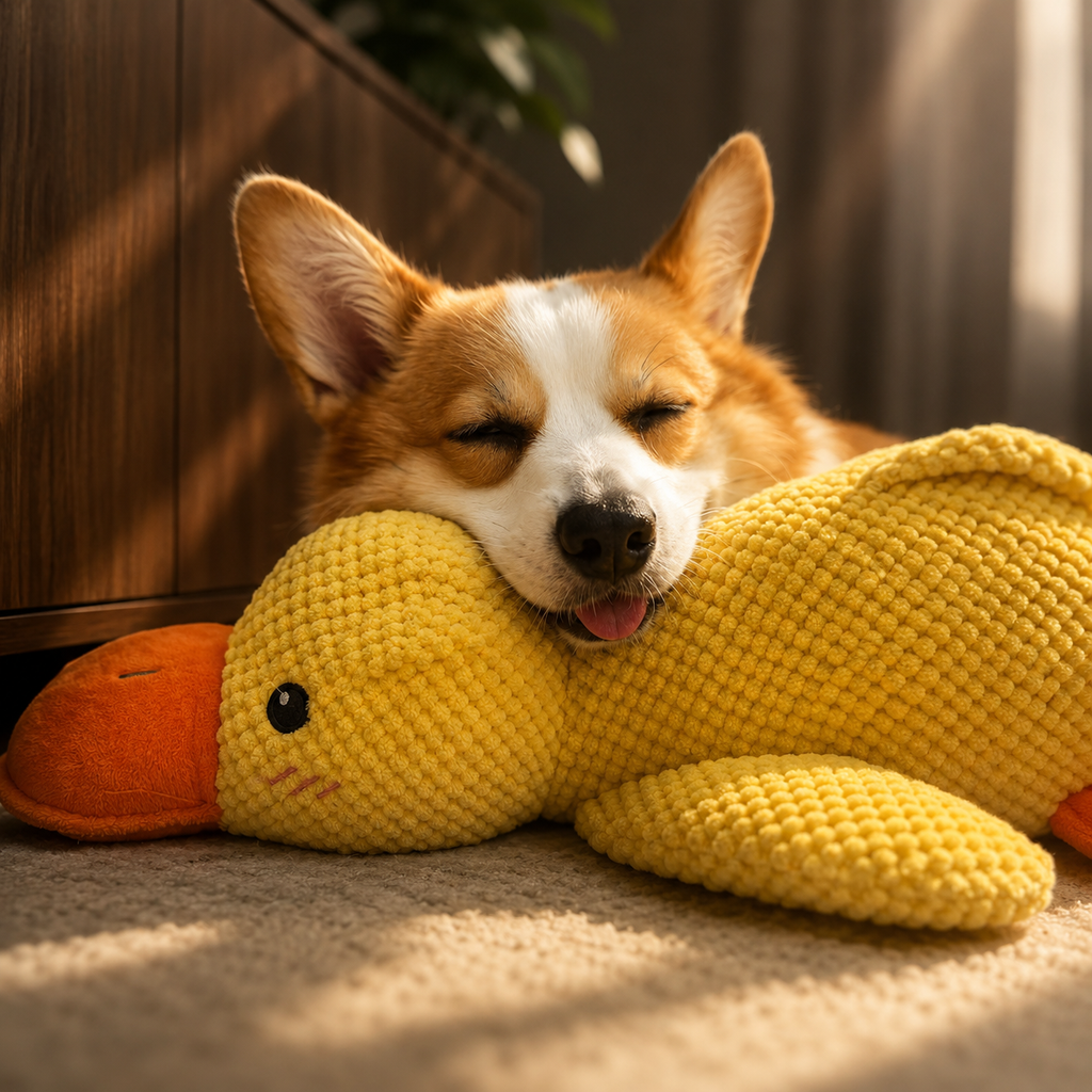 Durable Calming Duck Squeaky Plush Toy For Energetic Dogs
