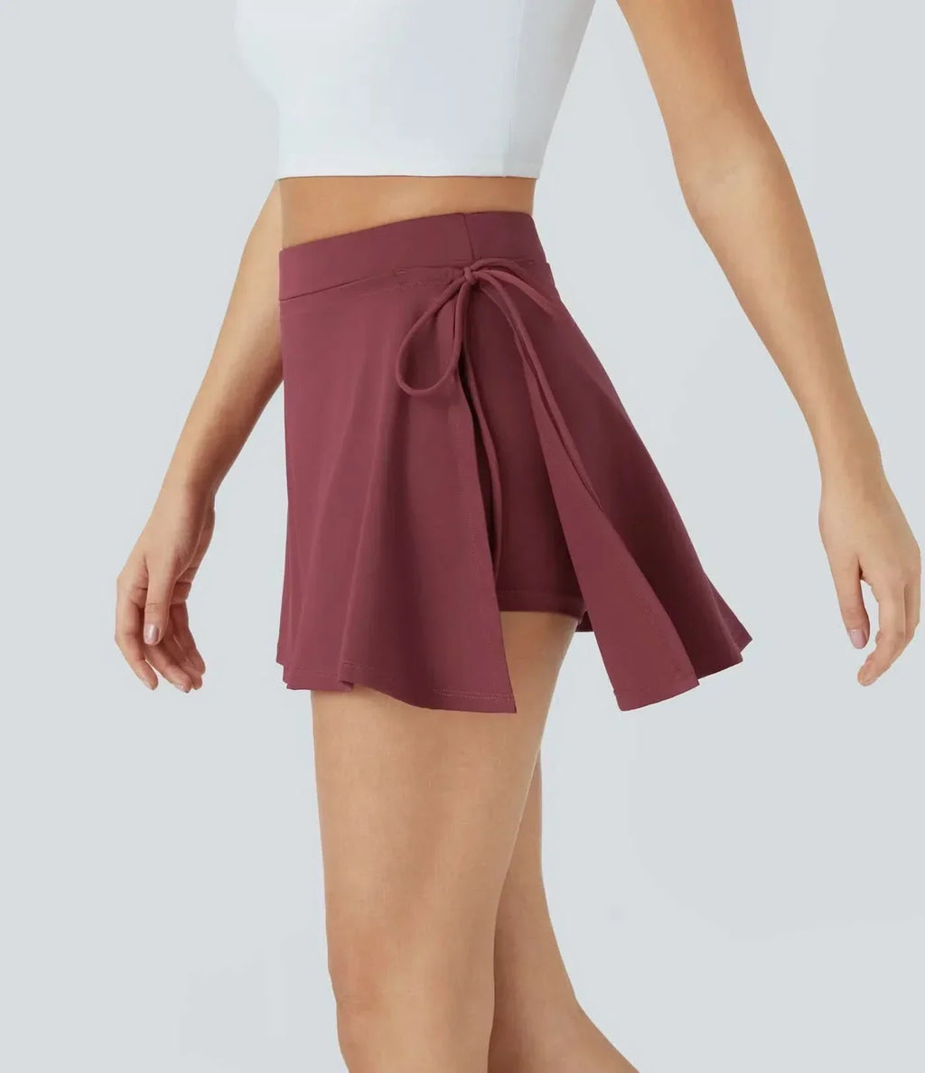 Saia 2 em 1 LumaFlex CoolTouch Airy com Bolsos e Cinto de Laço para Mulheres Ativas
