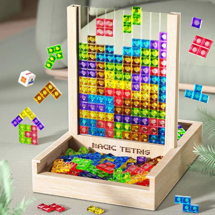 TerraBlock Tetris deska Udržitelná dřevěná puzzle hra pro všechny věkové kategorie