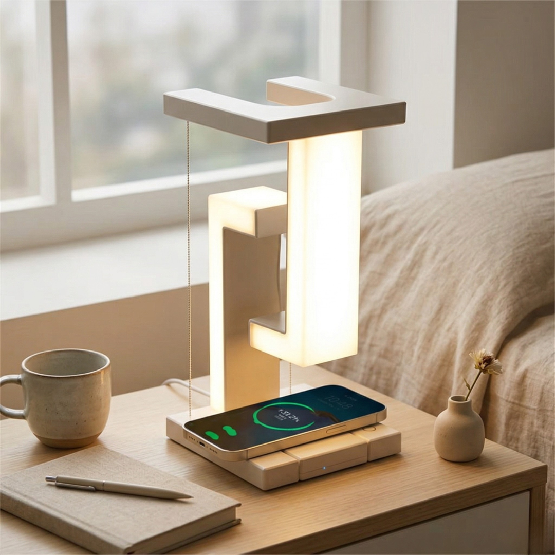 Levitating Desk Lamp With Wireless Charging For Modern Ambience