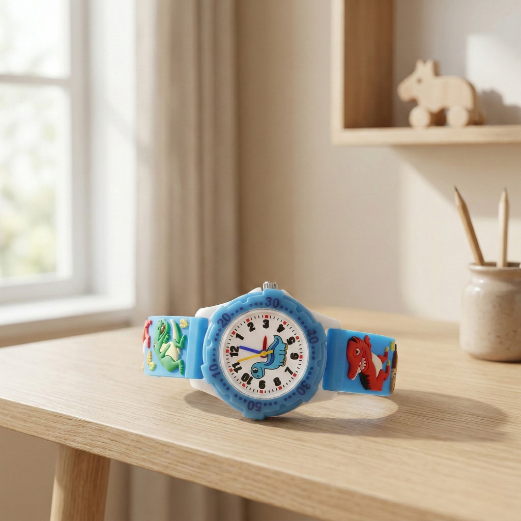Dinosaur Themed Quartz Kids Wristwatch For Boys And Girls
