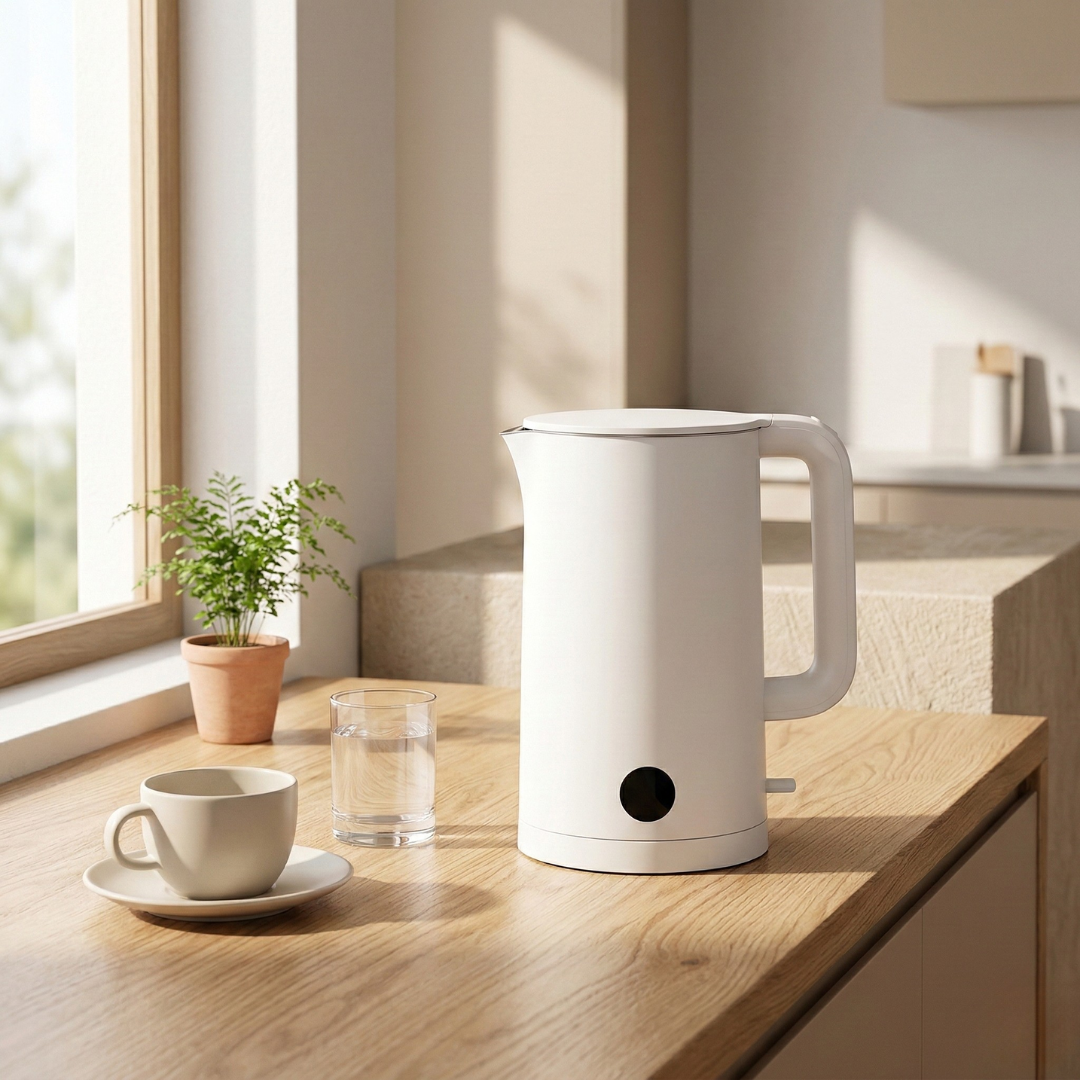 Robuster 1,7-L-Elektro-Wasserkocher im Edelstahl-Design