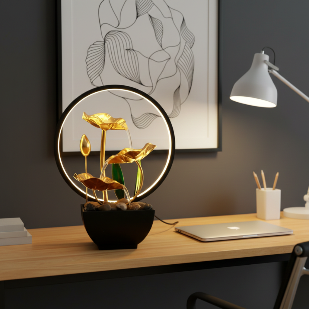 USB Powered LED Tabletop Fountain For Home Decor Ambient Light