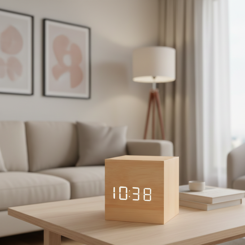 LED Cube Alarm Clock For Bedroom, Office, And Nightstand