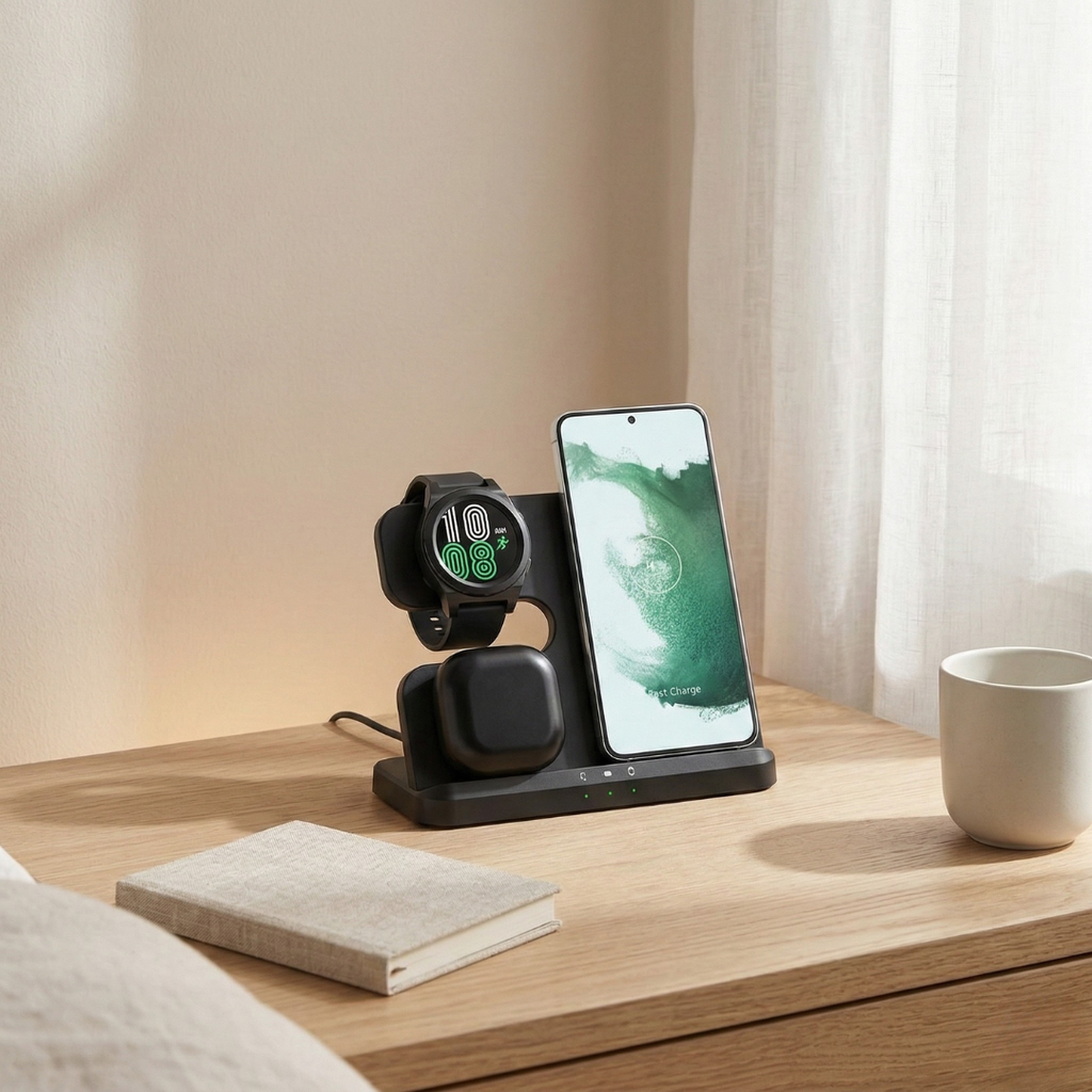 Three In One Wireless Charger Stand For Samsung Devices