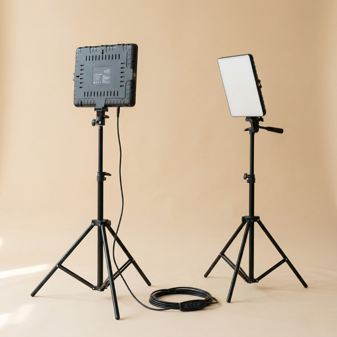 Fotografering og streaming med LED-video-lyssæt