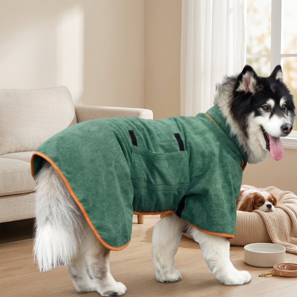 Albornoz toalla de microfibra Cozy Paws para perros de secado rápido