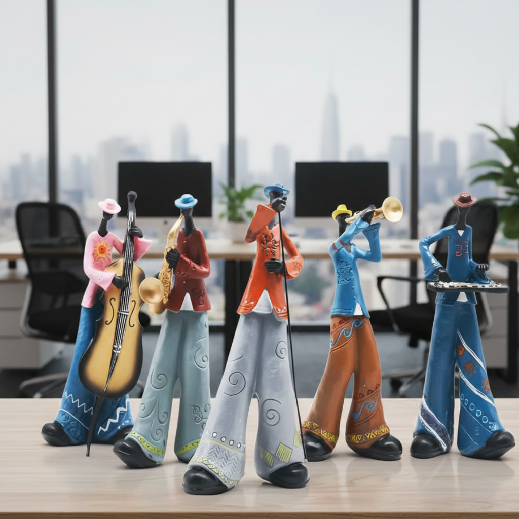 Jazz Musical Band Resin Figurine Elegant Art Sculpture For Music Lovers