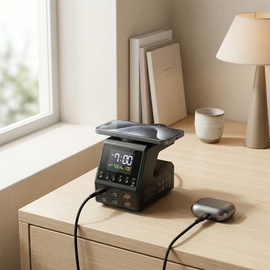 GaN 240W nabíjecí rozbočovač pro více zařízení se 4 USB-C porty a 2 USB-A porty