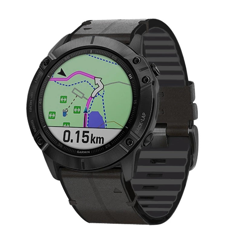Silikon-Leder-Uhrenarmband für Garmin Fenix 8 7X 7 5X 5 6