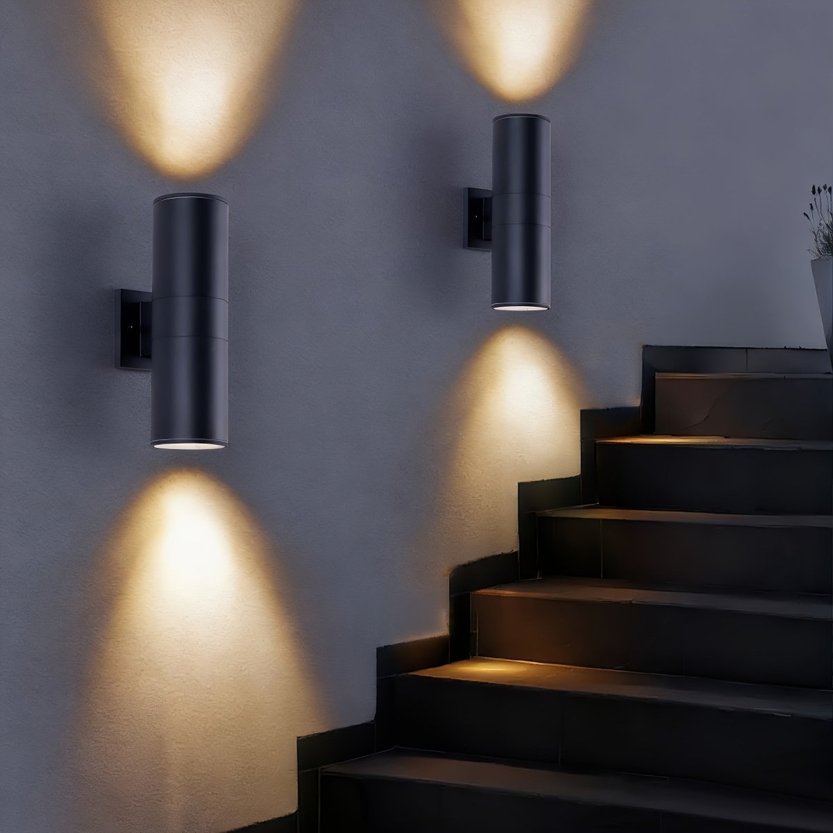 LUXFLOW černé venkovní nástěnné svítidlo s osvětlením nahoru i dolů
