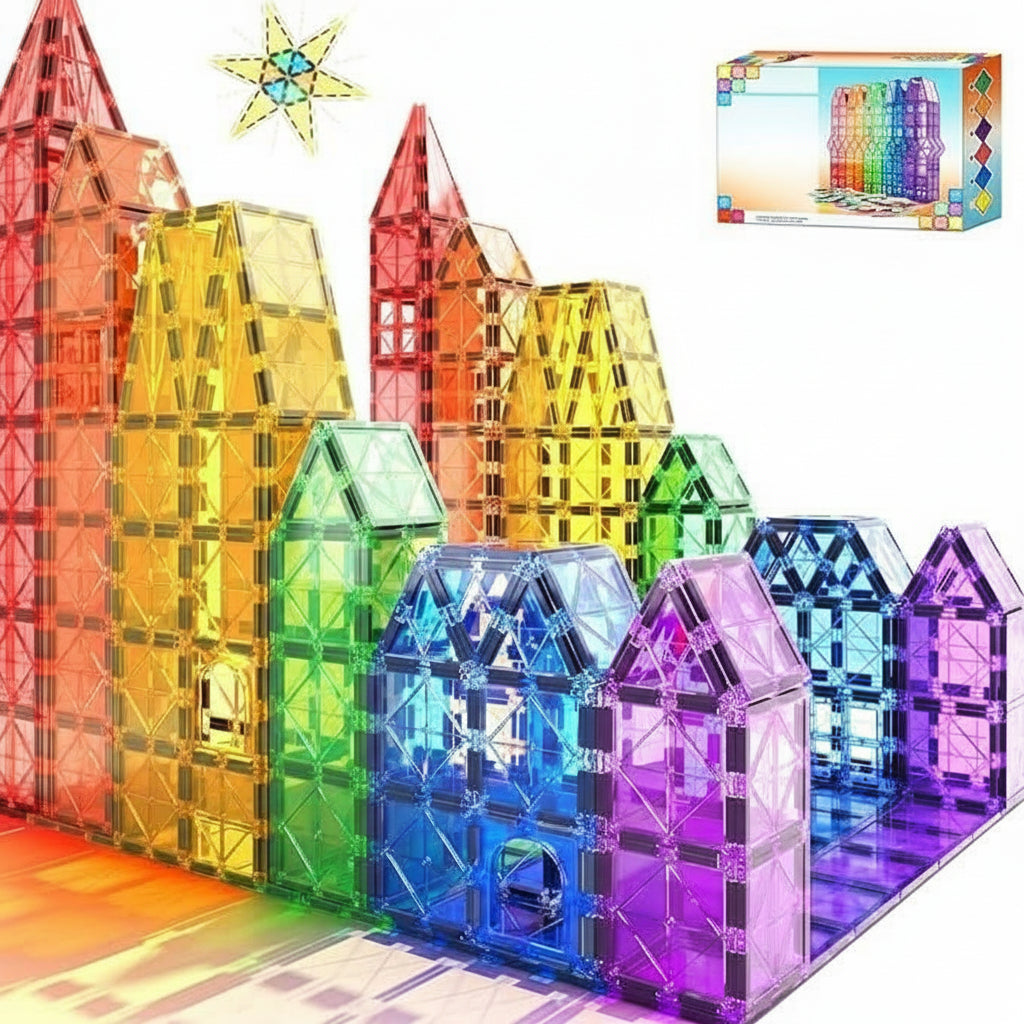 LumaTiles Montessori mágneses építőjáték kreatív gyerekeknek