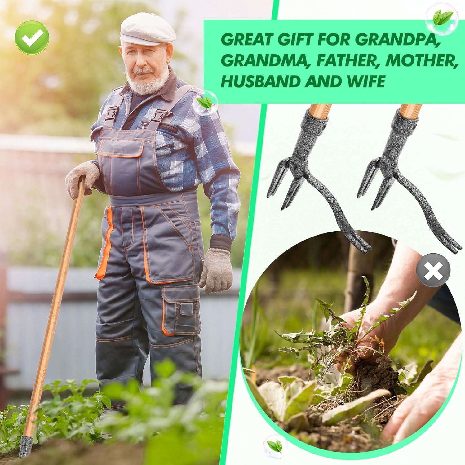 GraspWeed Pro ergonomisk hageukruddsverktøy for gartnere Enkel rotfjerning