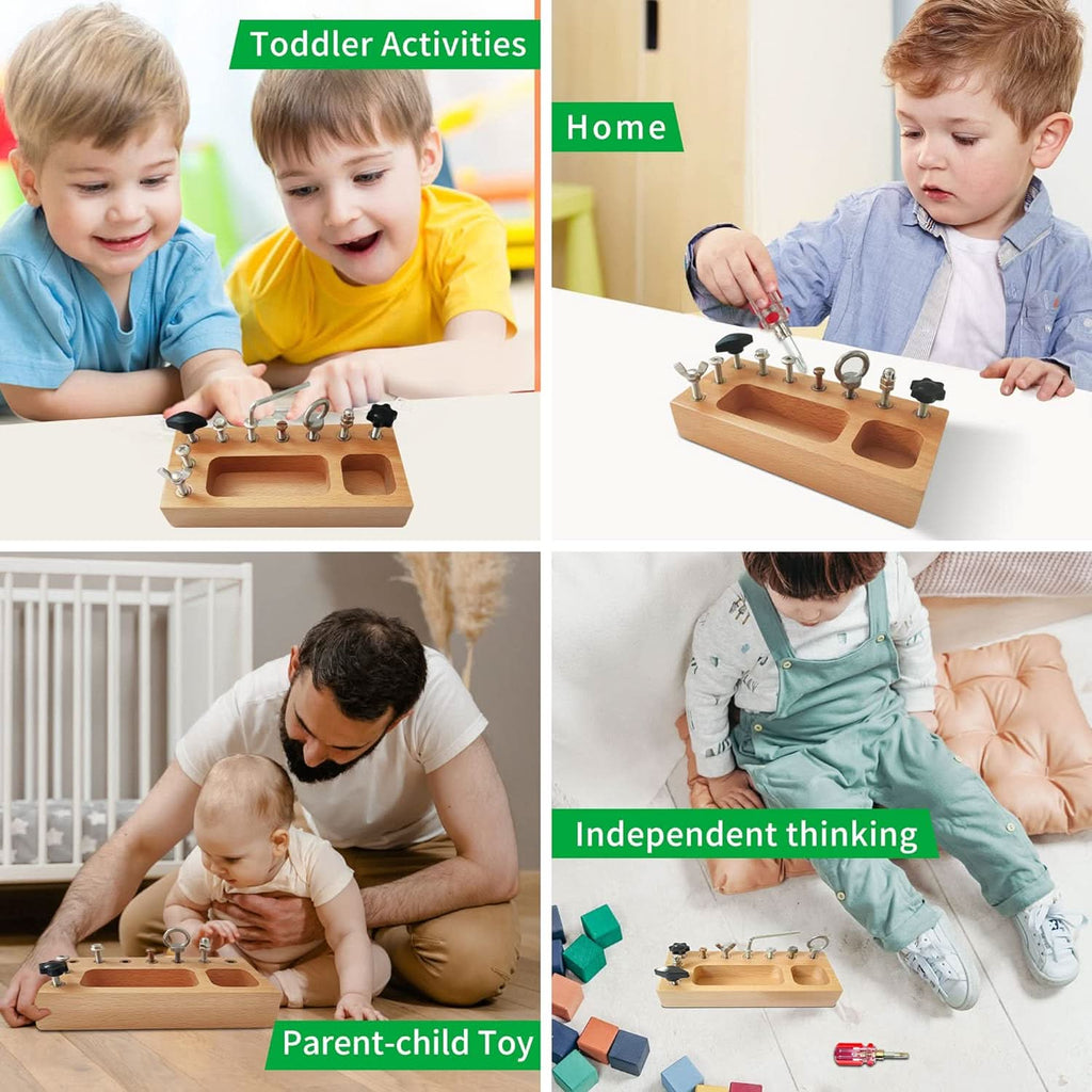 BrightTrail Foglalkoztató tábla valódi szerszámokkal gyerekeknek 3 éves kortól, gyakorlati Montessori tanuláshoz