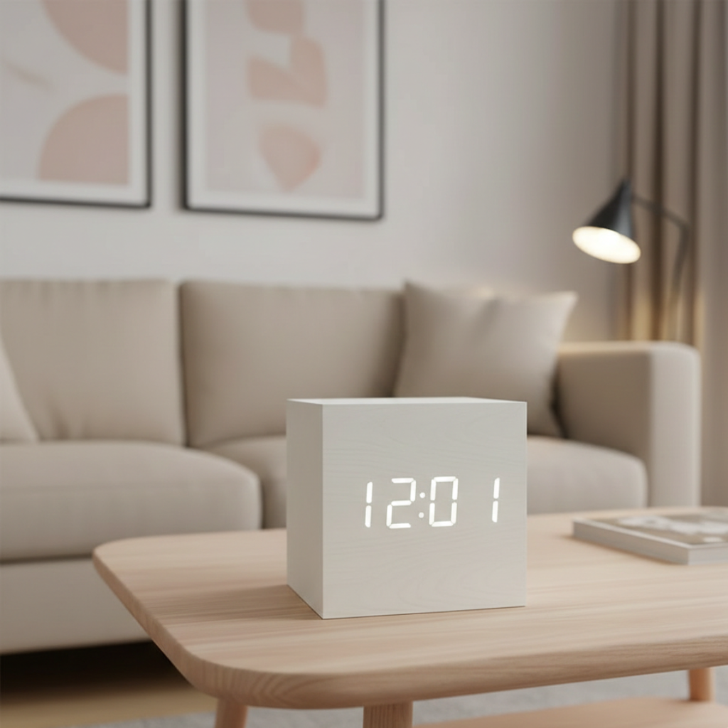LED Cube Alarm Clock For Bedroom, Office, And Nightstand