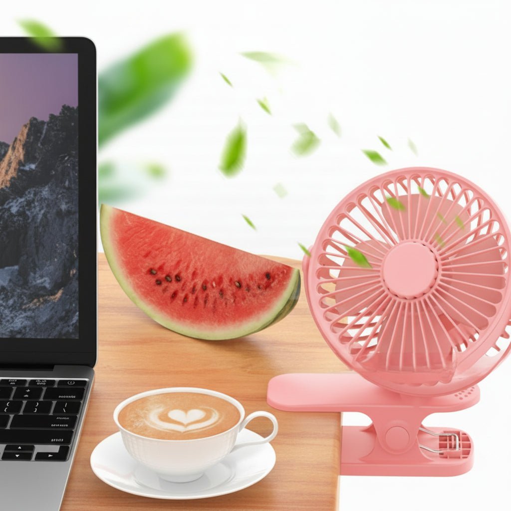 CLIPIXA Clip-Ventilator mit festem Griff für Schreibtisch, Bett oder Regal