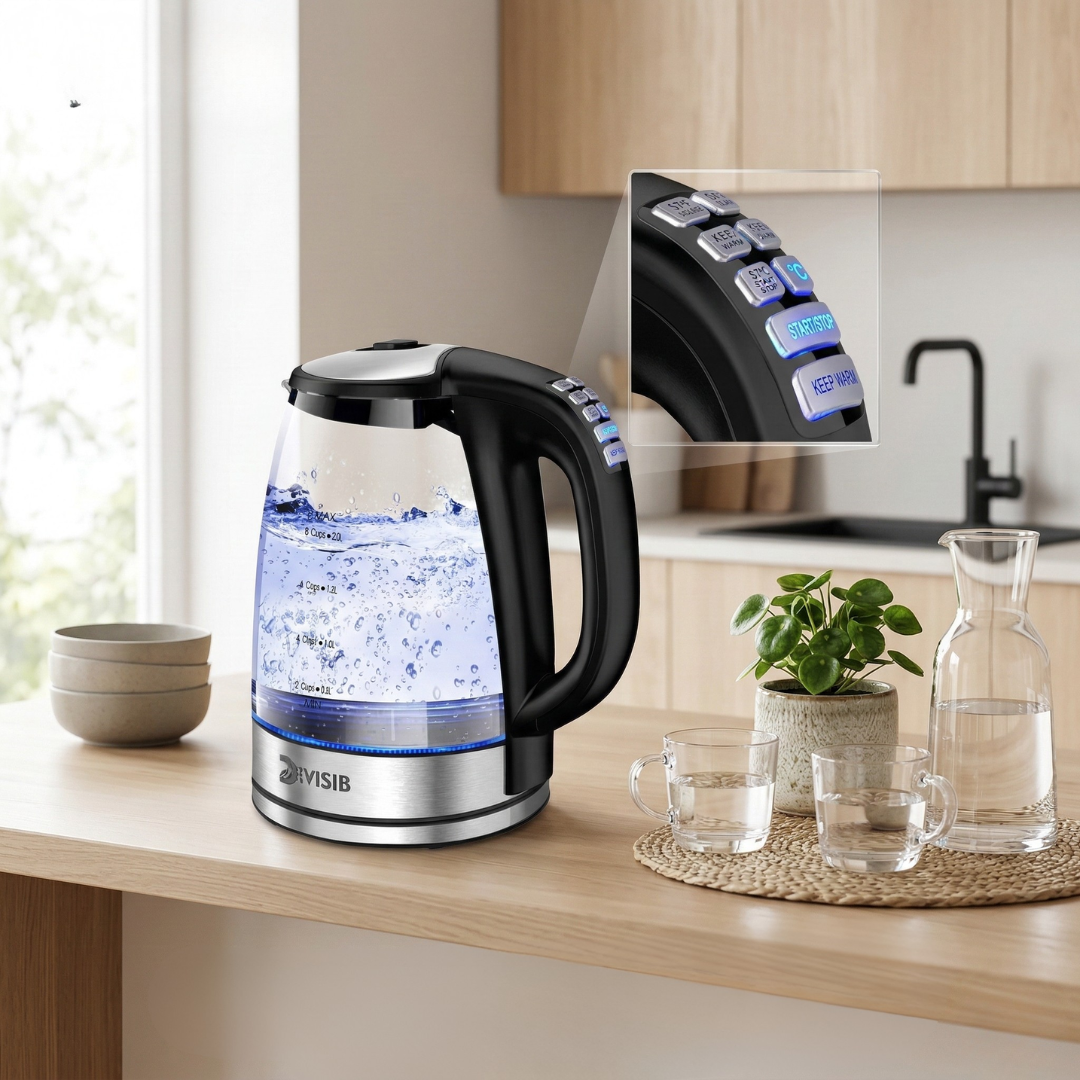 DEVISIB 2.0L Electric Glass Kettle With Temperature Control